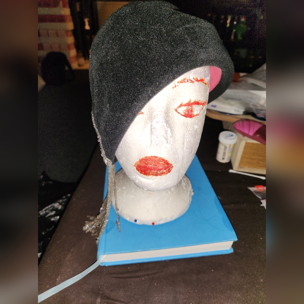 Vintage Frank Olive  Elegant Black with Silver Accent Hat